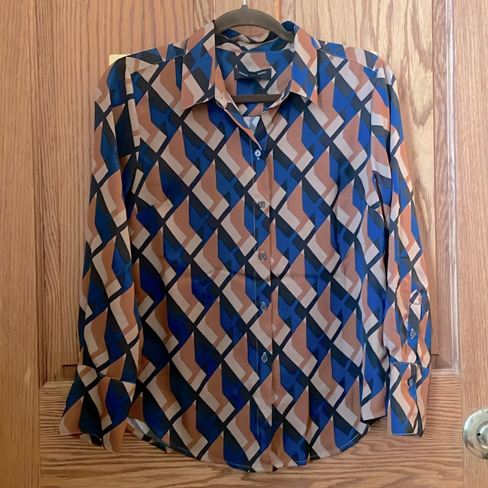 Classic fit satin shirt, banana republic, small, small, petite
